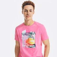 PHOTO PRINT GRAPHIC T-SHIRT,Carnation Pink,large