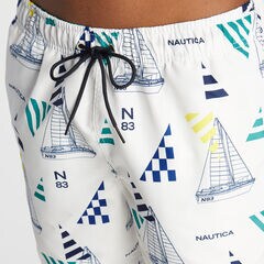 8" GEO SAILING PRINT SWIM TRUNK,Bright White,large
