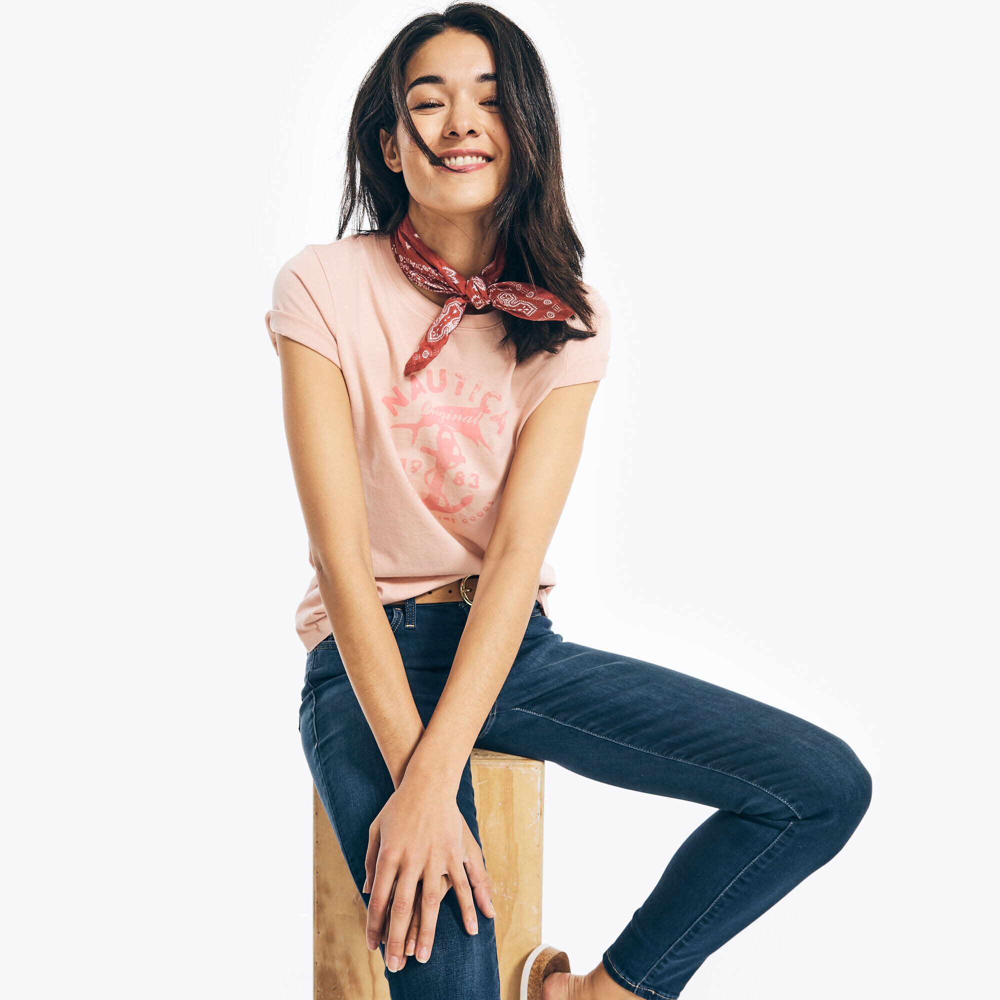 ANCHOR GRAPHIC T-SHIRT,Bow Burgundy,large