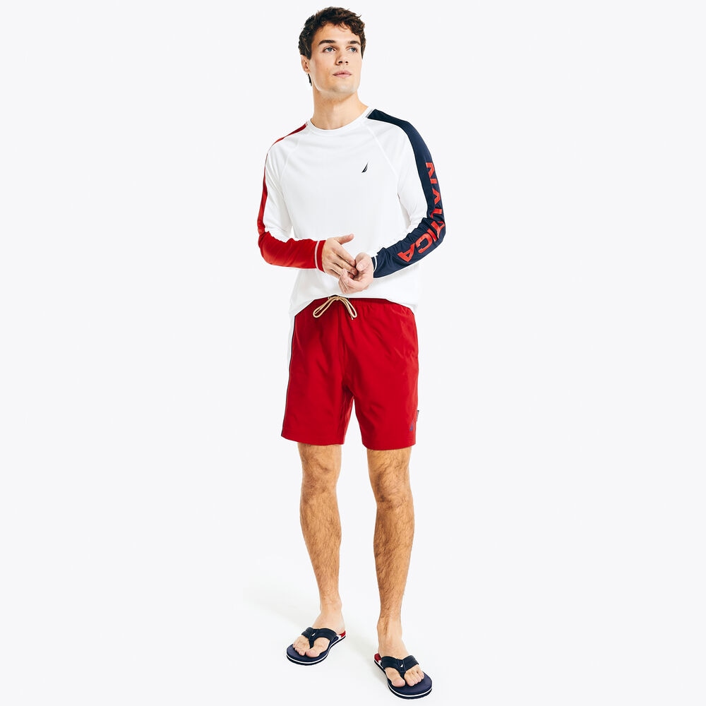 COLORBLOCK RASH GUARD SWIM SHIRT,Bright White,large