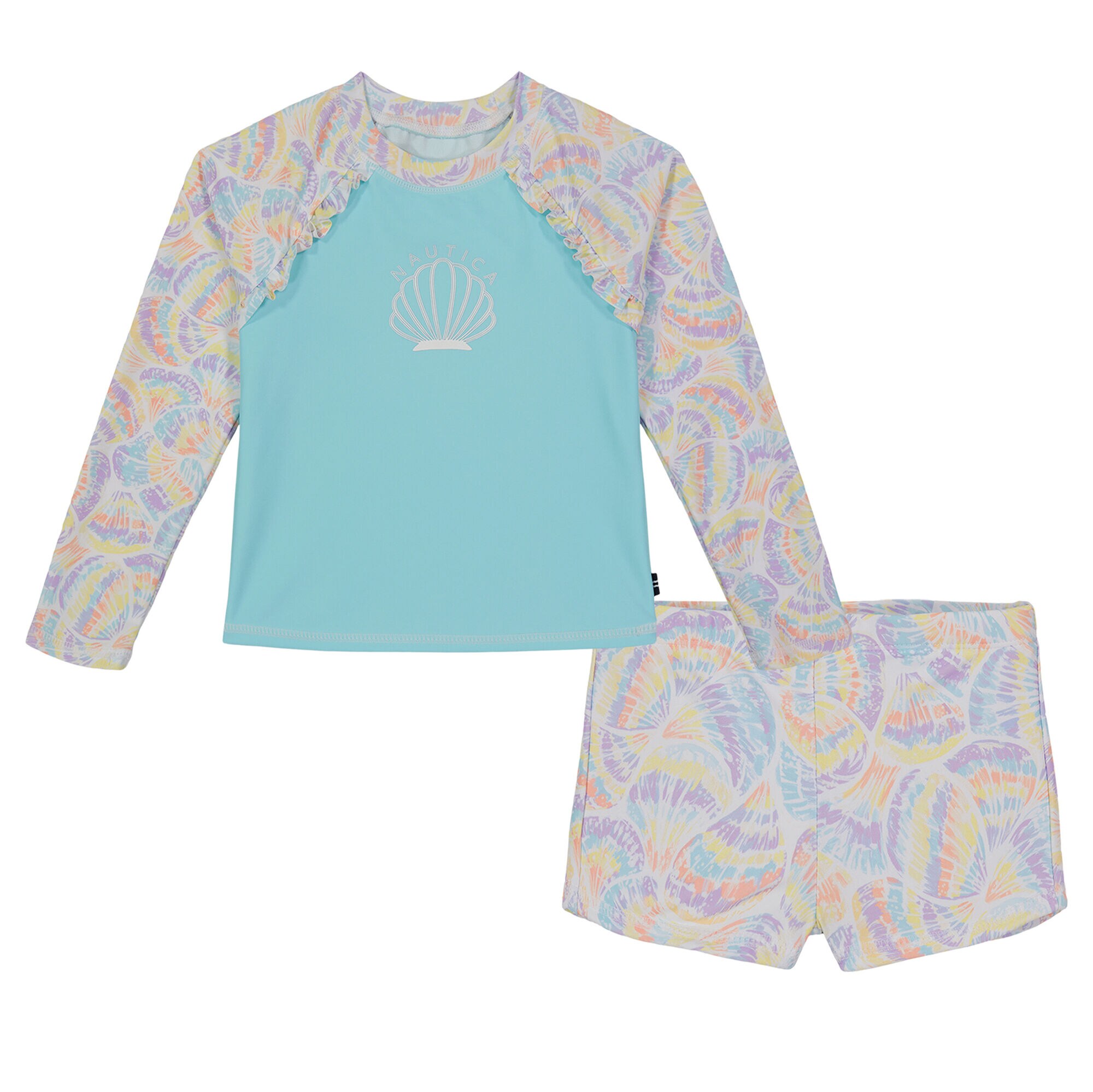 LITTLE GIRLS' SEASHELL RASH GUARD SET (4-6x),Star Sapphire,large