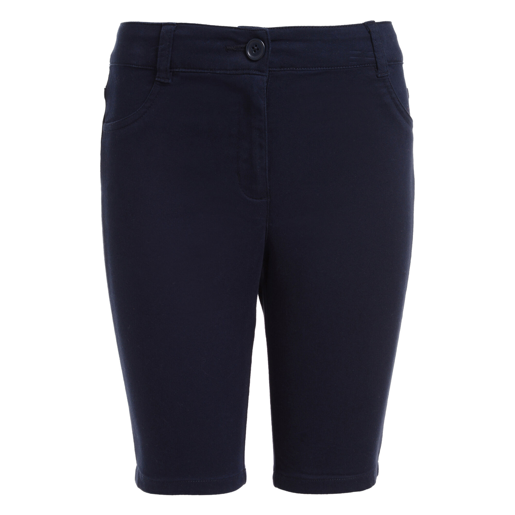 GIRLS' SATEEN BERMUDA SHORTS (PLUS SIZES),Crystal Bay Blue,large
