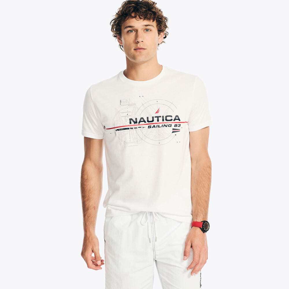 Sailing Logo Graphic T-Shirt,Bright White,large