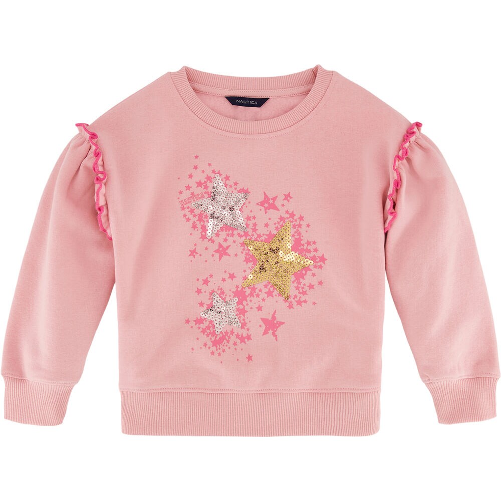 Little Girls' Fleece Star Sweatshirt (4-6X),Bow Burgundy,large