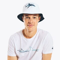 SUSTAINABLY CRAFTED REVERSIBLE SHARK BUCKET HAT,Bright White,large