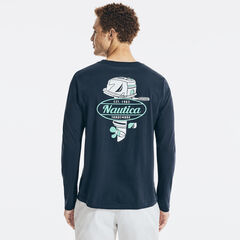 GRAPHIC LONG-SLEEVE T-SHIRT,Navy,large