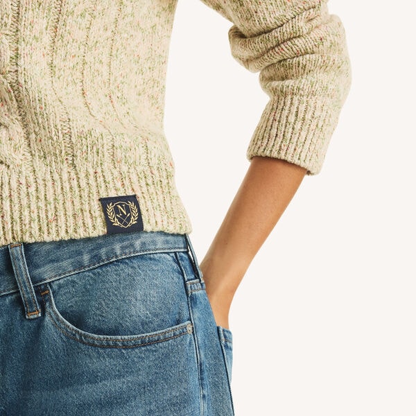 Marled Crewneck Cable Sweater