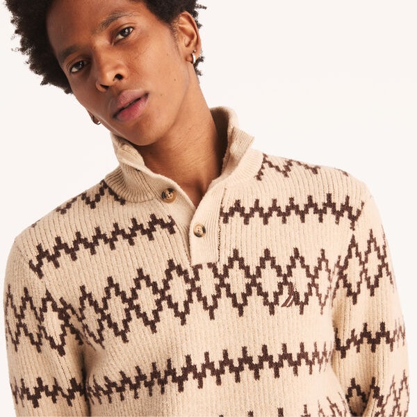 Jacquard Mock-Neck Sweater