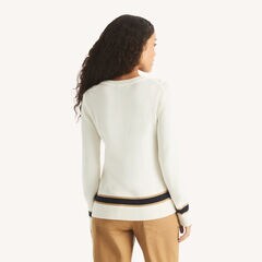 Cable-Knit Crewneck Sweater,Vanilla,large