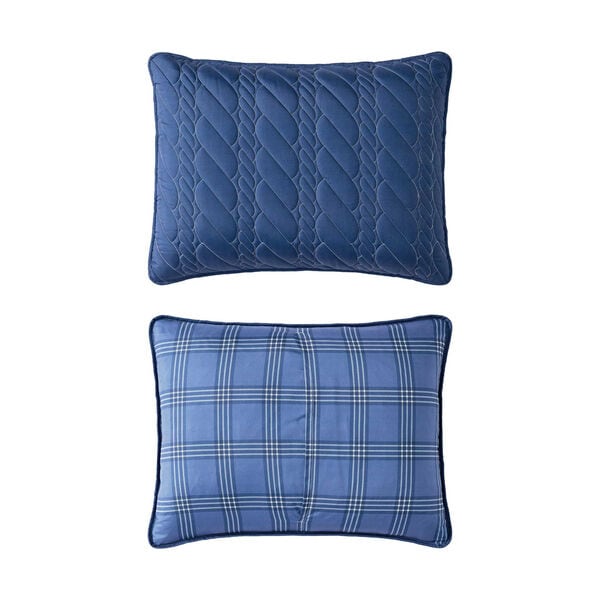 Rope Stitch Blue Full/Queen Quilt Set