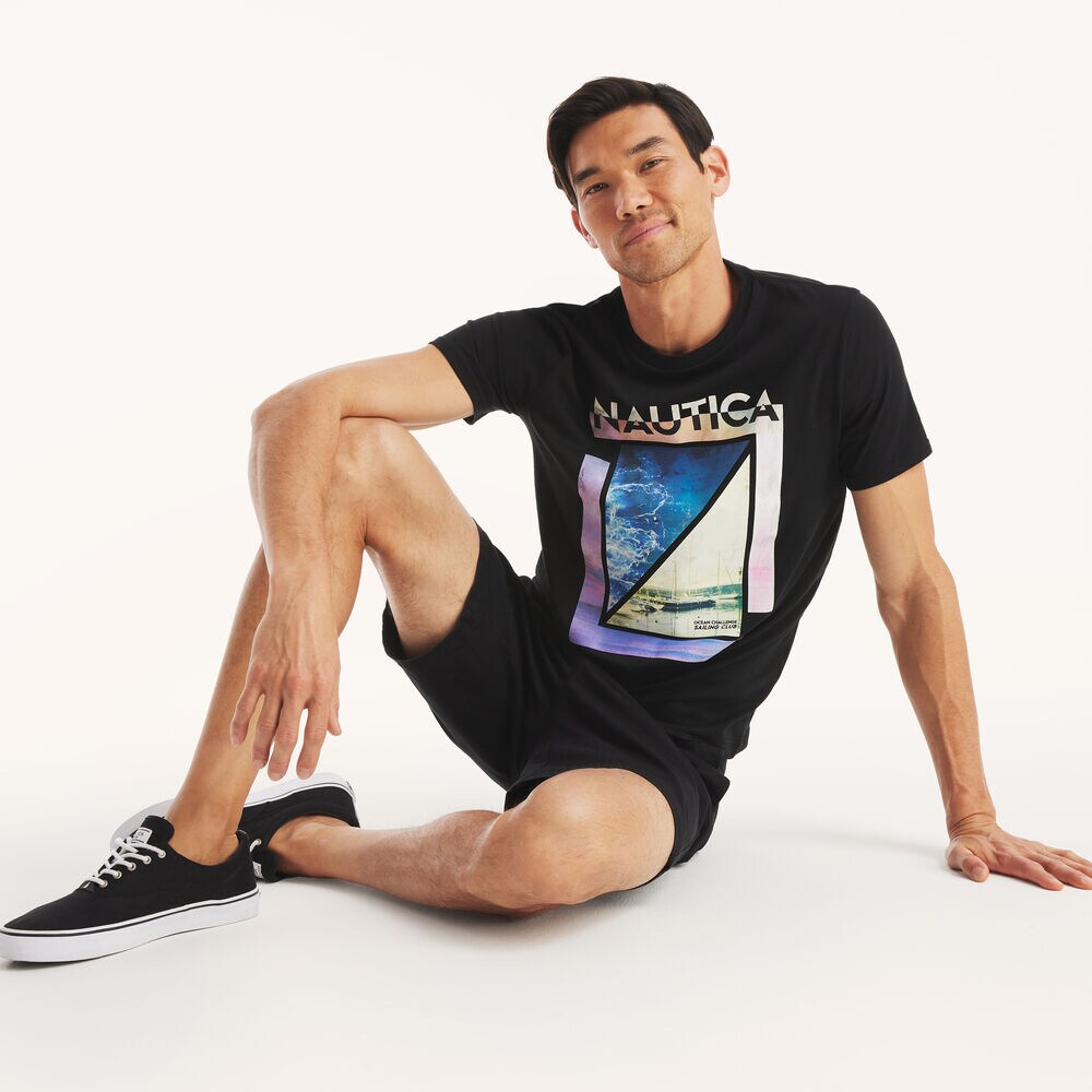 Modern Sailing Graphic T-Shirt,True Black,large