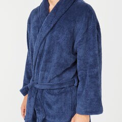 TWO TONE SHAWL COLLAR ROBE,Nite Sea Heather,large
