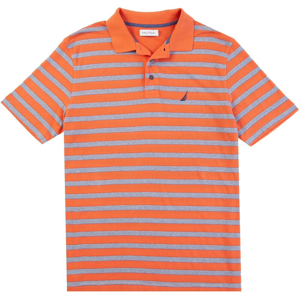 Classic Fit Striped Polo Shirt,Burnt Orange,large