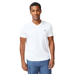SOLID V-NECK T-SHIRT,Bright White,large