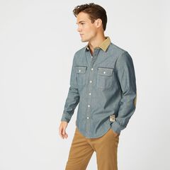 DENIM ELBOW PATCH SHIRT,Navy,large