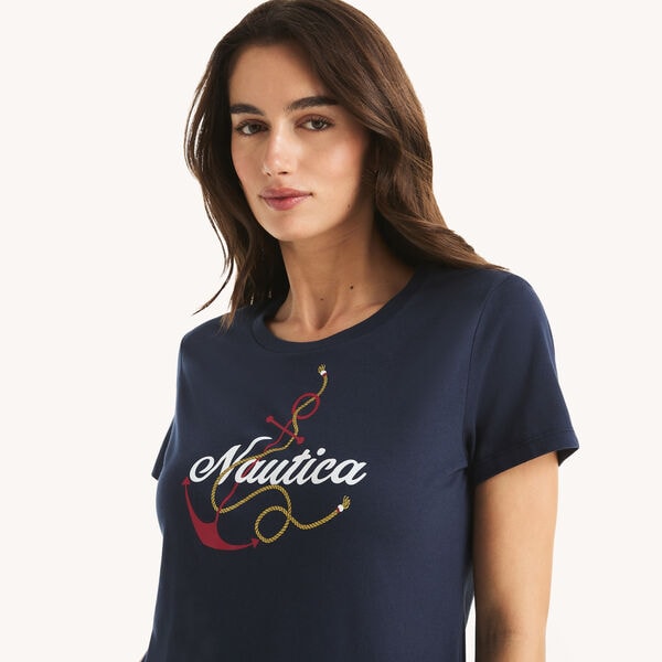 Glitter Anchor Knot Graphic T-Shirt