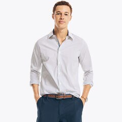 NAVTECH TRIM FIT STRIPED SHIRT,Bright White,large