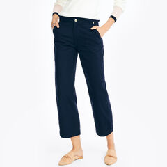 High Rise Wide Leg Cropped Pant,Stellar Blue Heather,large