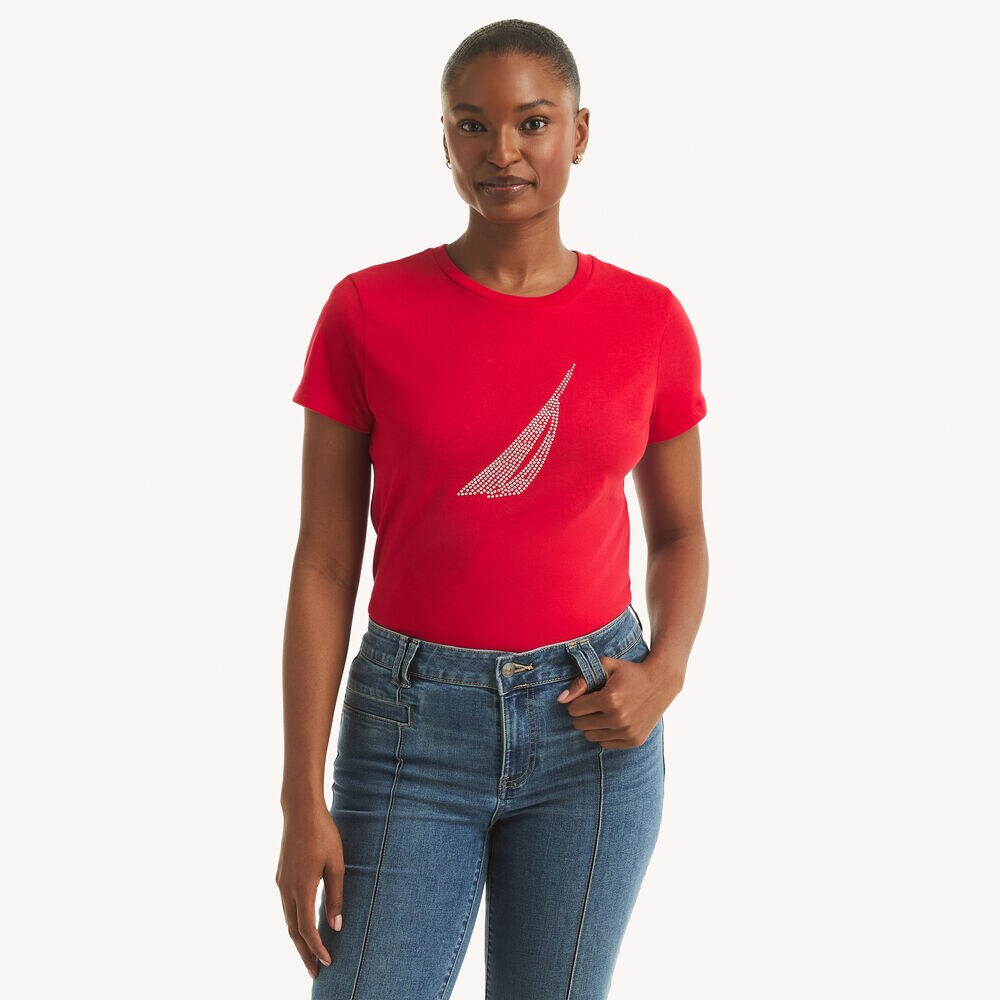 Studded Graphic T-Shirt,Tomales Red,large