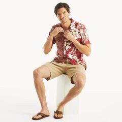 Printed Short-Sleeve Camp Shirt,Melonberry,large
