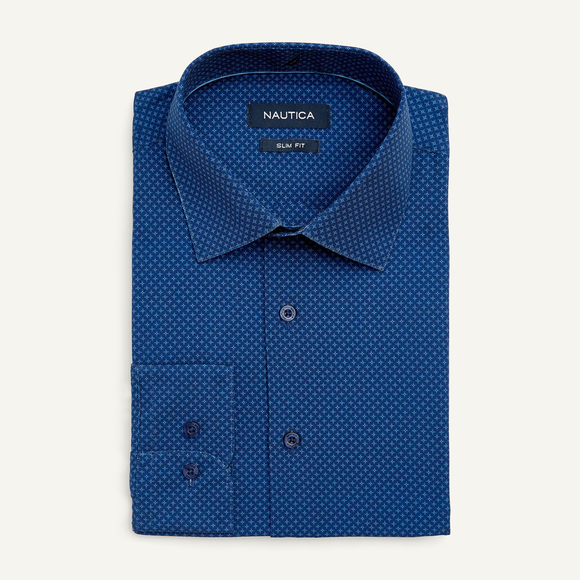 Slim Fit Printed Wrinkle-Resistant Dress Shirt,Aqua Isle,large