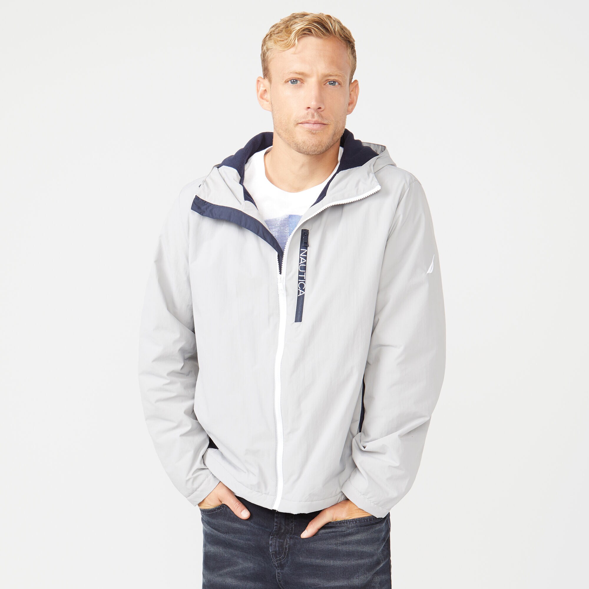 FLEECE LINED HOODED JACKET,Grey Alloy,large