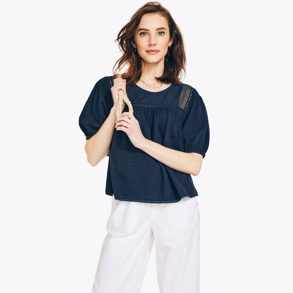 MIXED MEDIA TOP,Stellar Blue Heather,large
