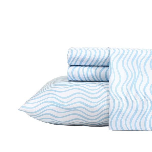Lineary Waves Blue Queen Sheet Set
