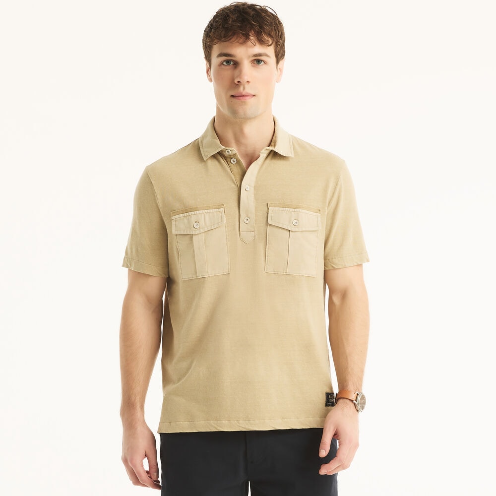 Nautica Jeans Co. Classic Fit Linen Polo,Woodsage,large