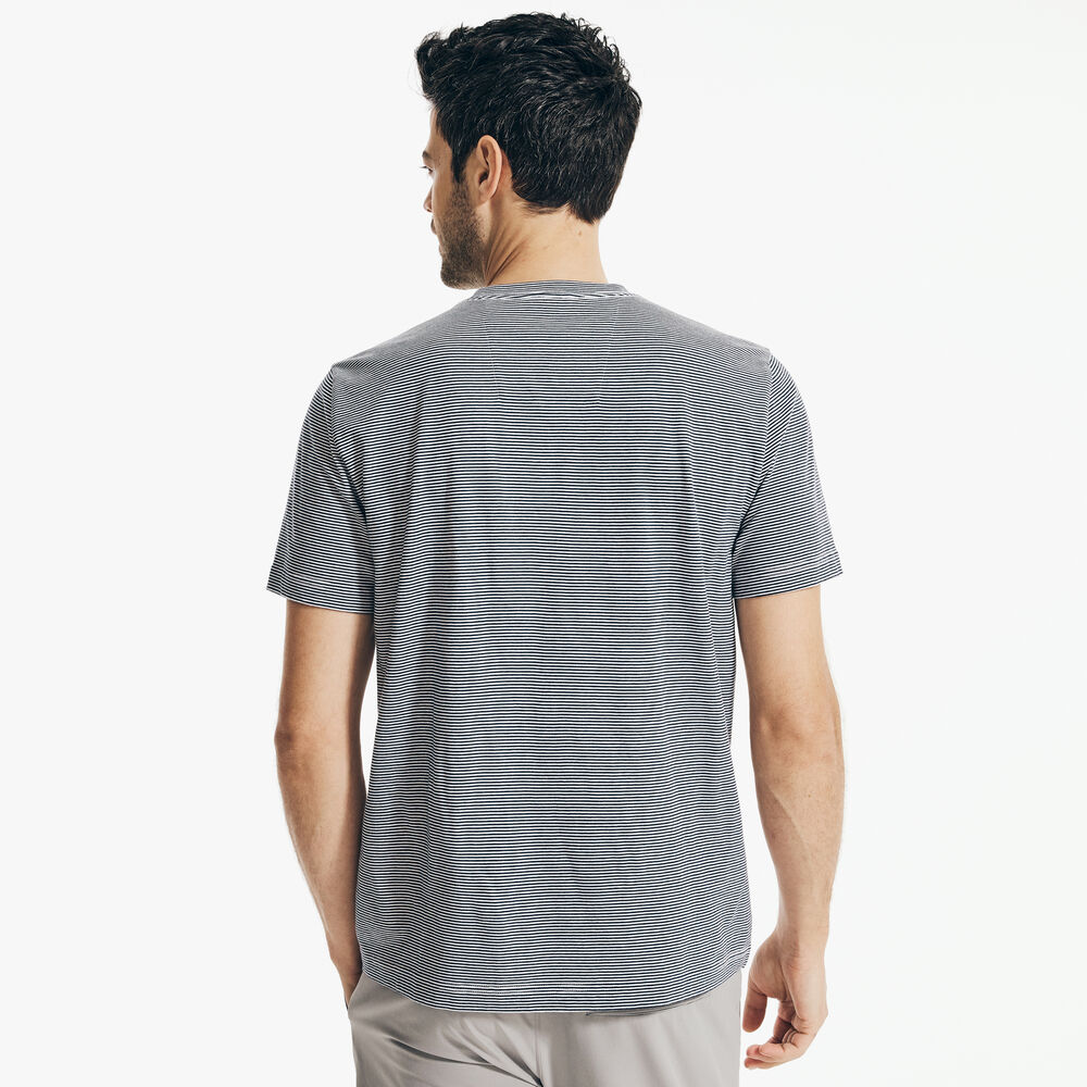 STRIPED CREWNECK T-SHIRT,Bright White,large