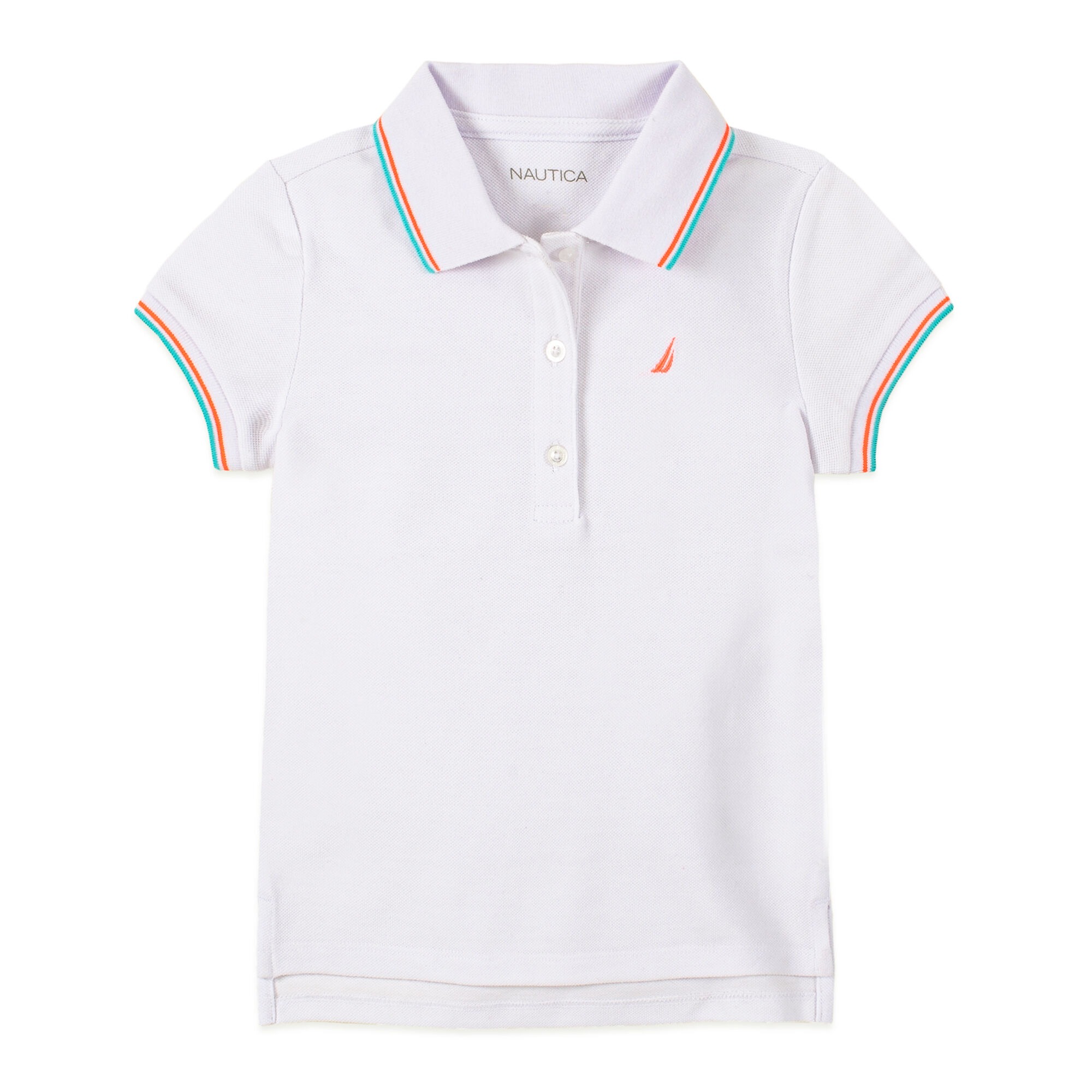 LITTLE GIRLS' CONTRAST TRIM POLO (4-7),Antique White Wash,large