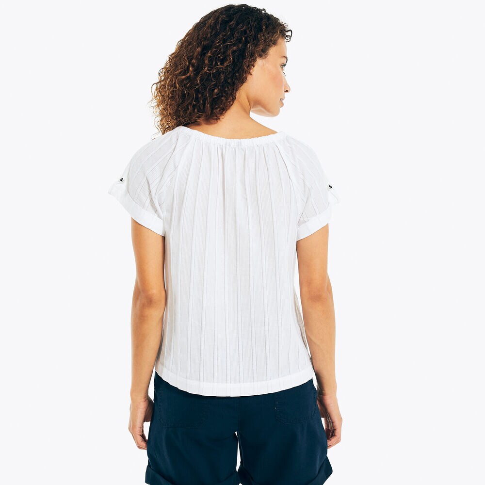 SPLIT-NECK SHORT-SLEEVE HENLEY,Bright White,large