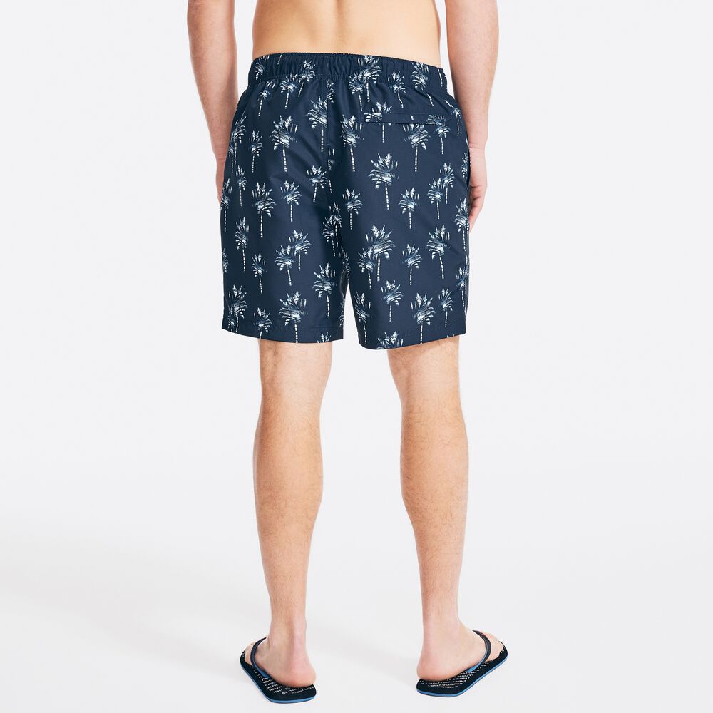 SUSTAINABLY CRAFTED 8" PALM TREE PRINT SWIM,Navy,large