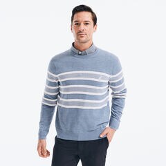 TEXTURED-STRIPE SWEATER,Anchor Blue Heather,large