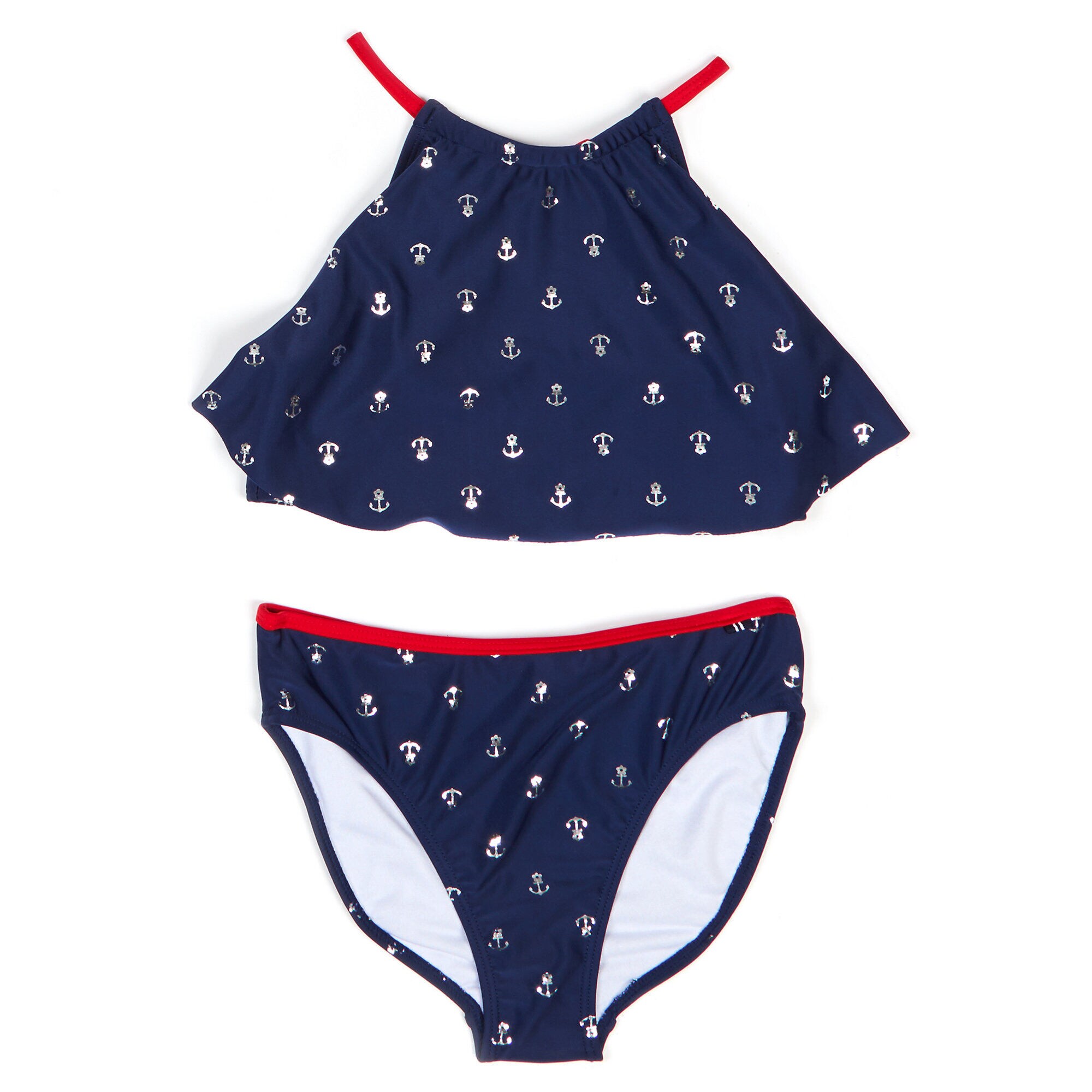 Little Girls' Anchor Motif Bikini (4-6X),Navy,large