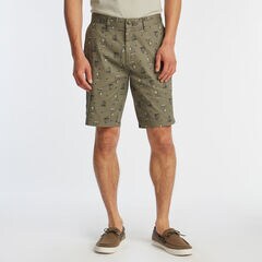 8.5" SLIM FIT DOT AND SAILBOAT PRINT SHORTS,Hillside Olive,large