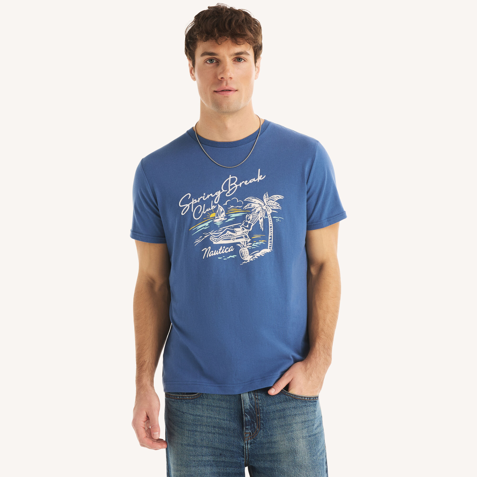 Spring Break Graphic T-Shirt,Nite Sea Heather,large