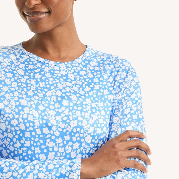 Printed Long-Sleeve Rash Guard Swim Shirt