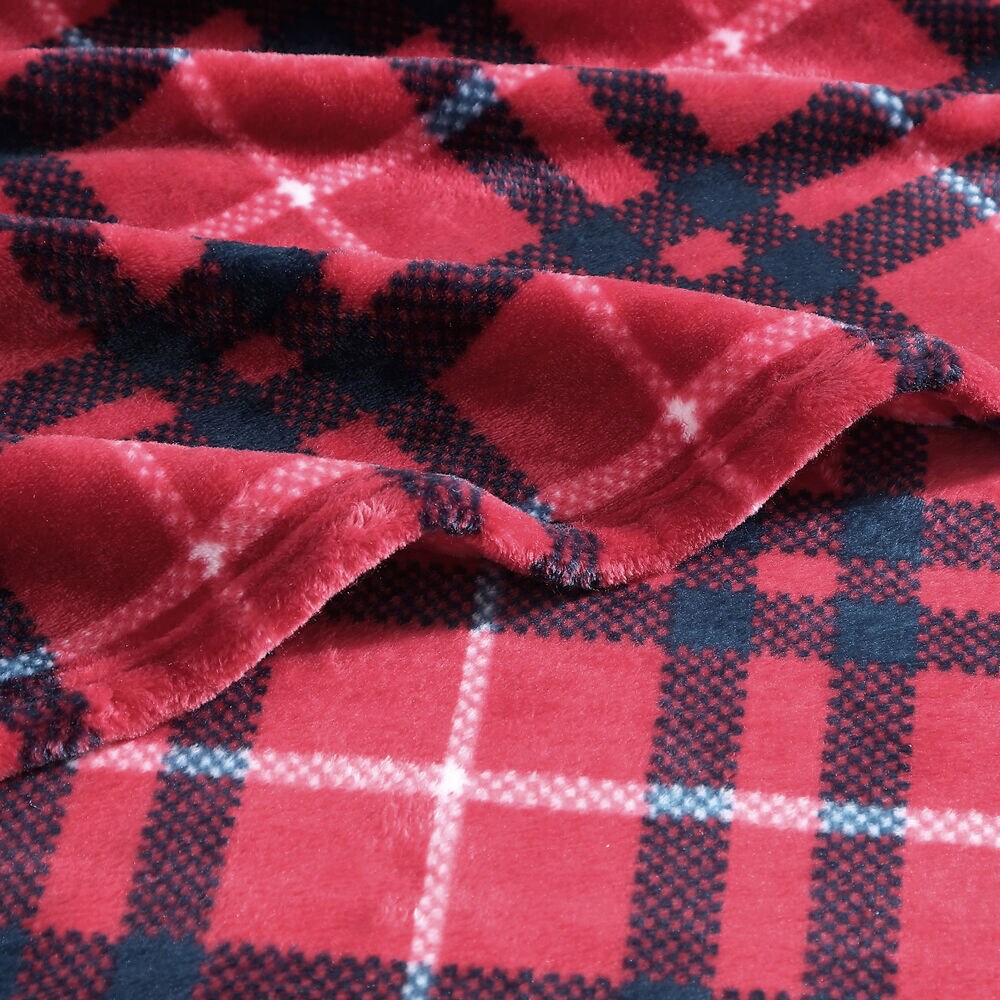 Winter Tattersall Red Twin Blanket,Pale Orchid,large
