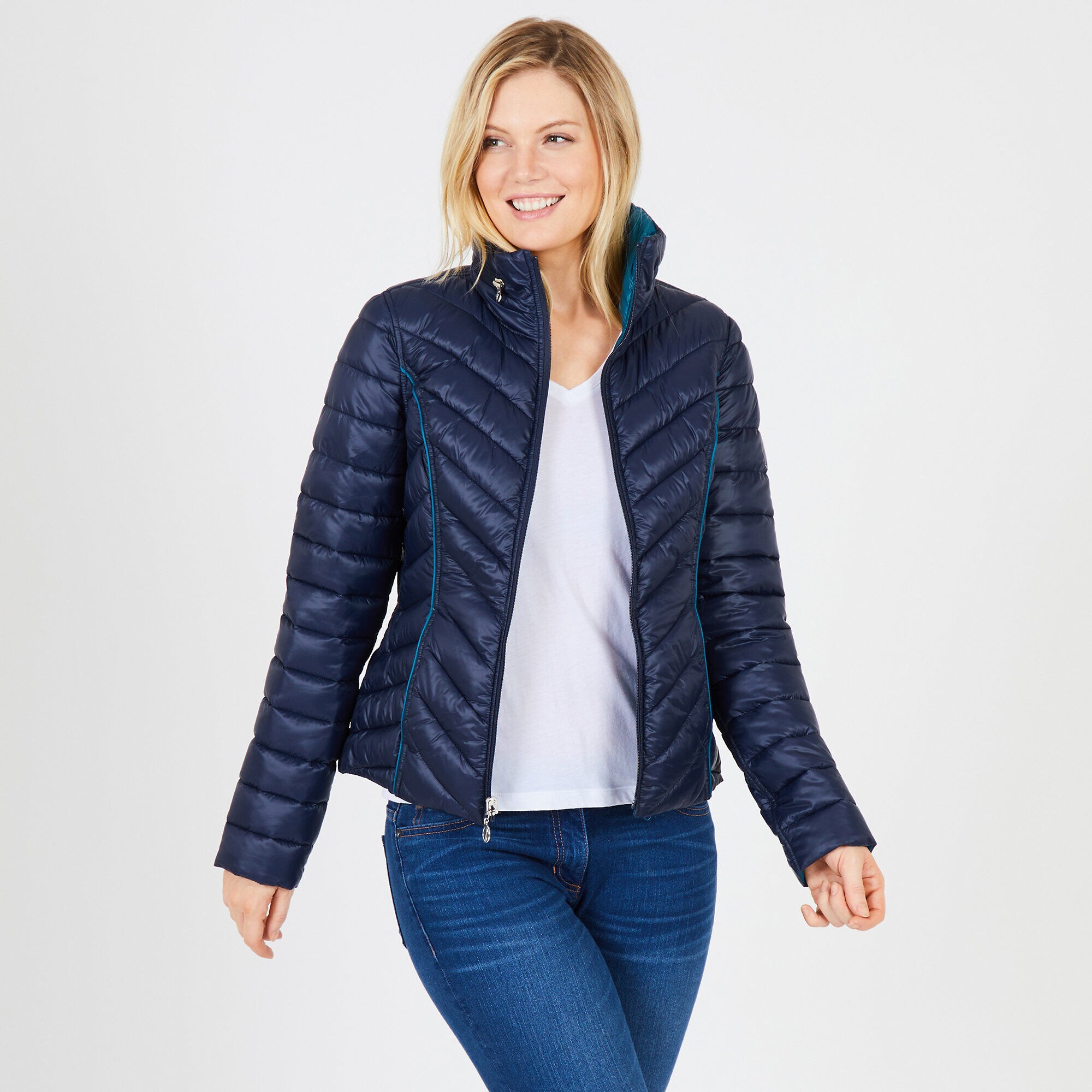Reversible Packable Puffer Jacket,Stellar Blue Heather,large