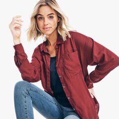 FLANNEL BUTTON-DOWN SHIRT,Classic Red,large