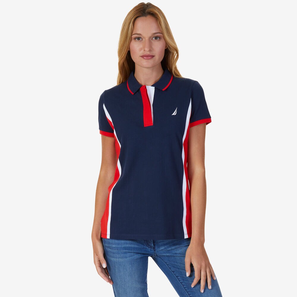 Color Block Polo Shirt,Stellar Blue Heather,large