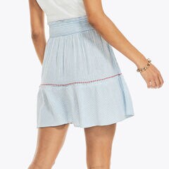 STRIPED PULL-ON SKIRT,Bright White,large