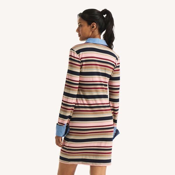 Mixed Media Striped Polo Dress