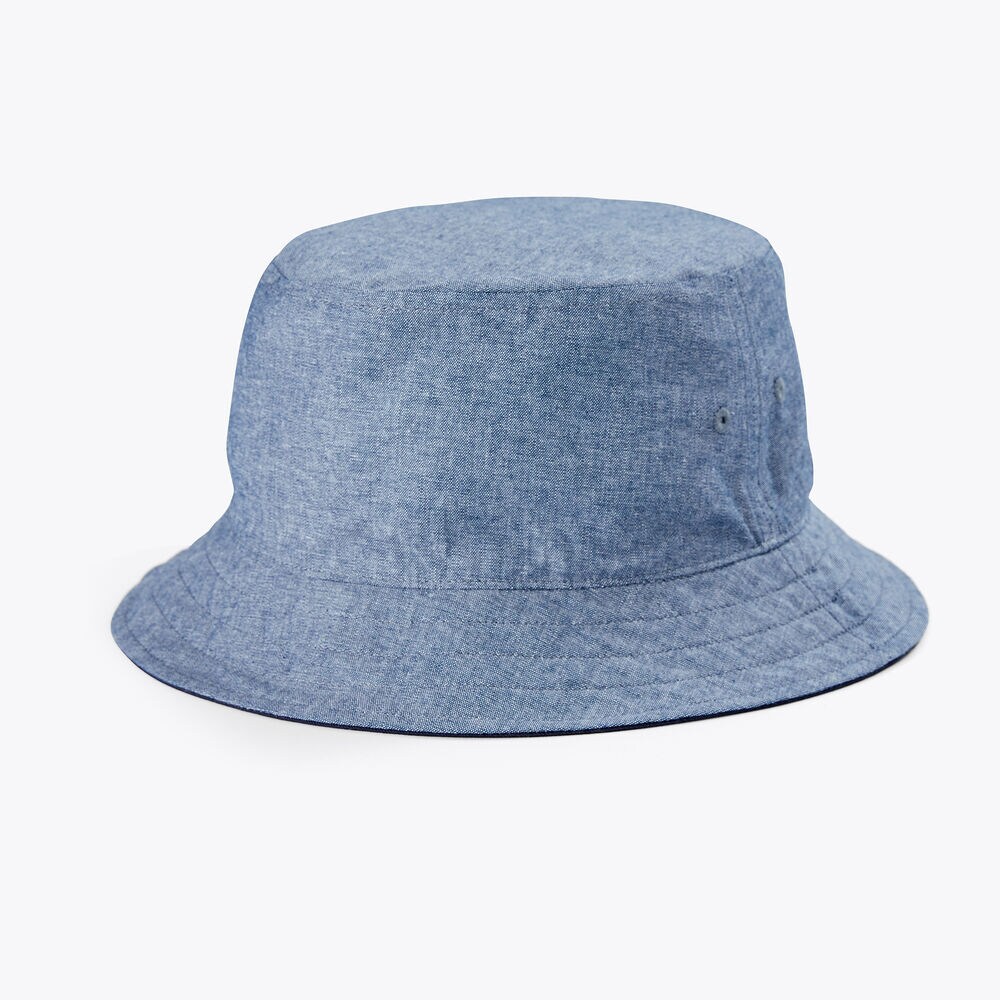 URBAN NECESSITIES X NAUTICA REVERSIBLE BUCKET HAT,Navy Dusk,large