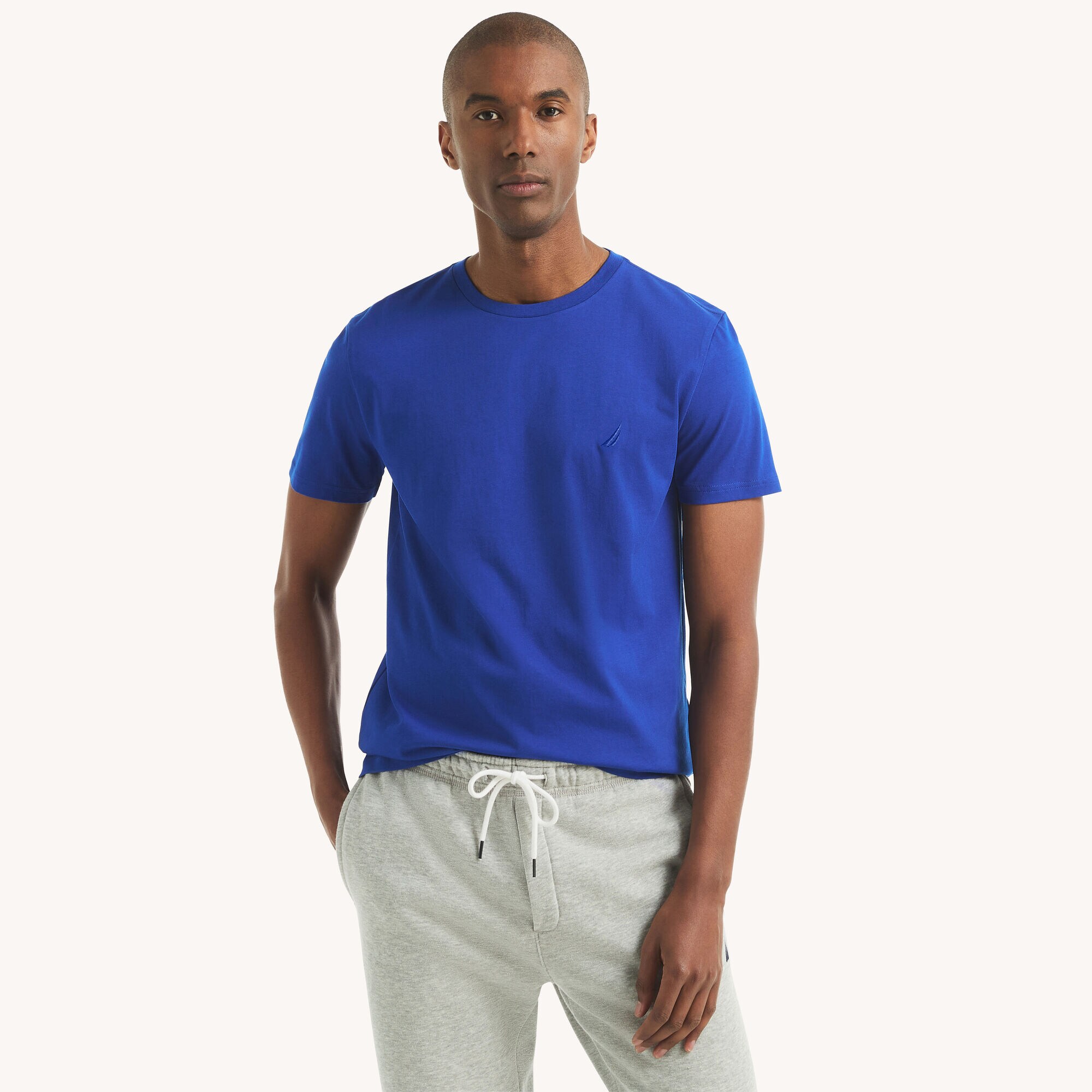 Crewneck Deck T-Shirt,Bright Cobalt,large