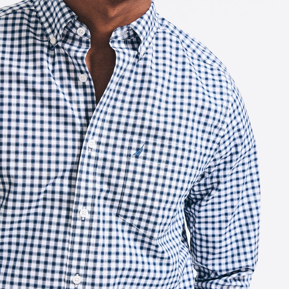 SLIM FIT PLAID SHIRT,Stellar Blue Heather,large