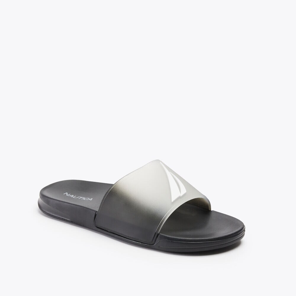 OVERSIZED BRAND ICON SLIDE SANDAL,True Black,large