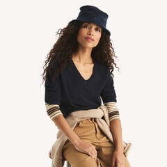 V-Neck Sweater,Ice Blue,large