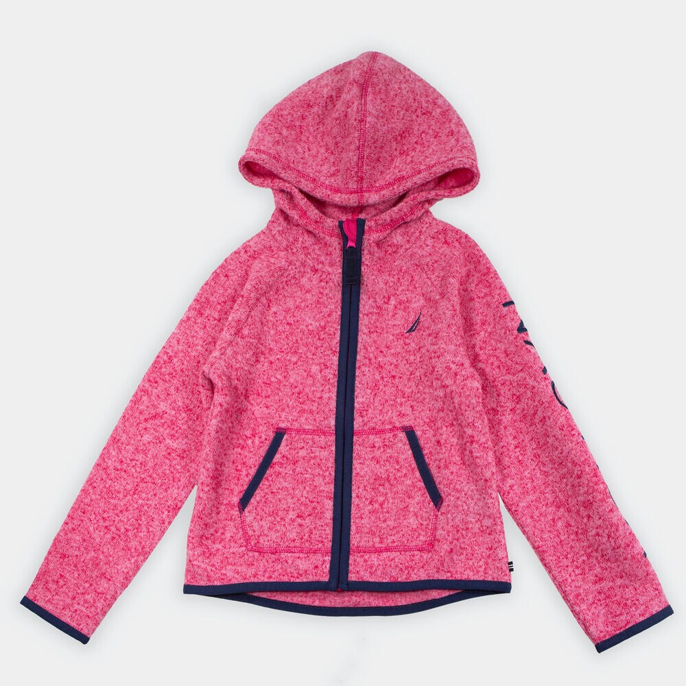 LITTLE GIRLS' LOGO HOODED NAUTEX FLEECE (4-7),Cardinal,large